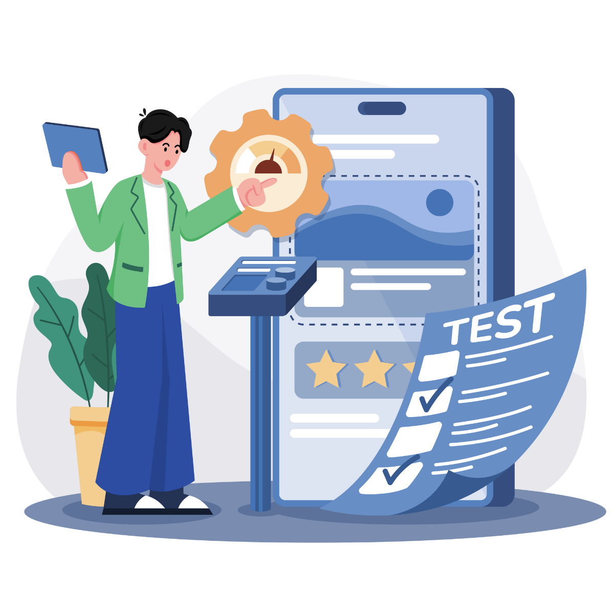 Graphic indicating the idea of a person performing tests.